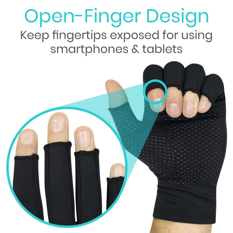 [Australia] - Vive Fingerless Copper Arthritis Gloves Black (X Small) X Small 