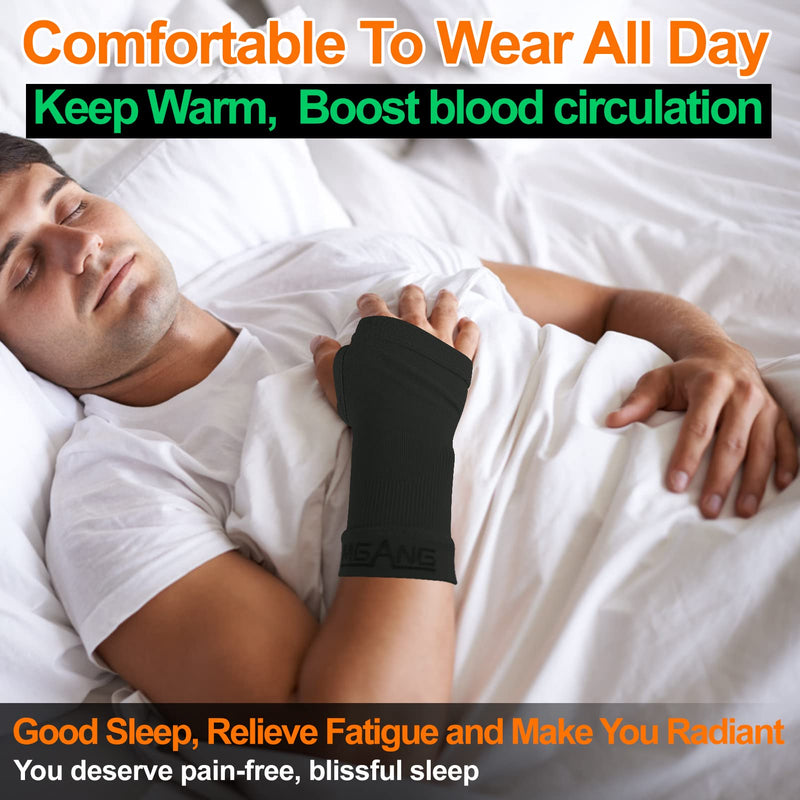 [Australia] - MGANG® Wrist Support Sleeves, 1 Pair Wrist Compression Gloves for Unisex, 20-30 mmHg Wrist Brace Support for Carpal Tunnel, RSI, Tendonitis, Sprains, HandInstability, Pain Relief, Black S Small(1 Pair) 