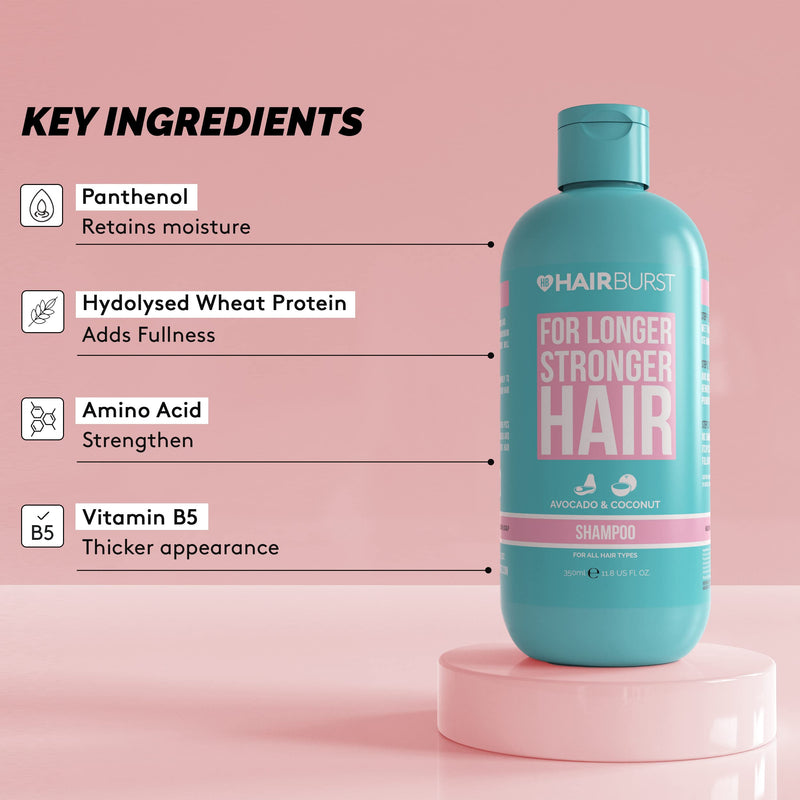 [Australia] - Hairburst Hair Growth Shampoo For Woman - Reduces Hair Loss - Strengthens Existing Hair Growth - Contains No SLS and Parabens - Coconut and Avocado Aroma - New Bigger Bottles 350ml 