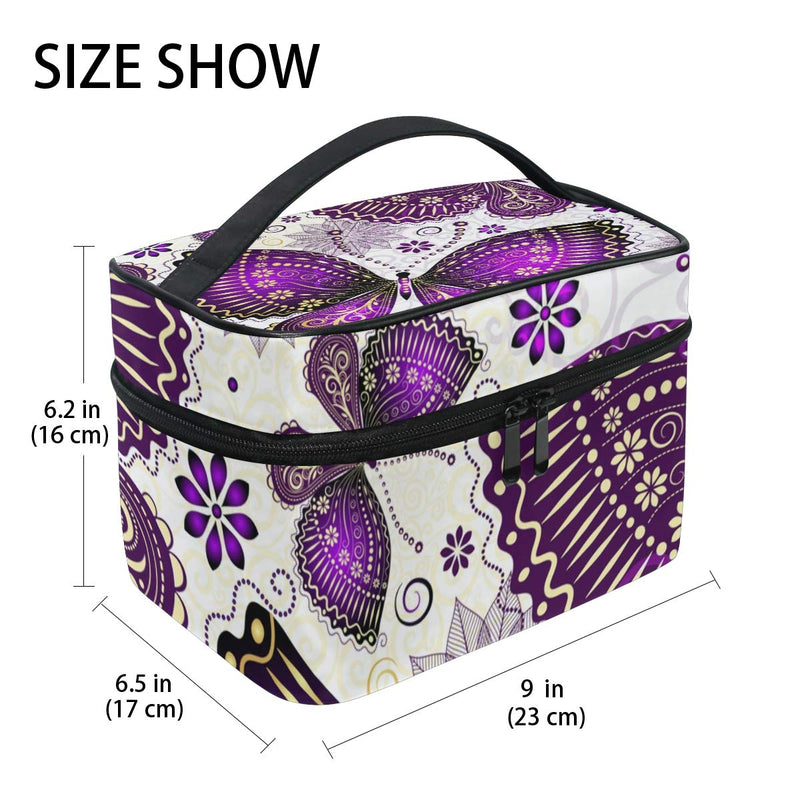 [Australia] - VIKKO Cosmetic Bag Large Capacity Handy Toiletry Case Purple Butterfly 