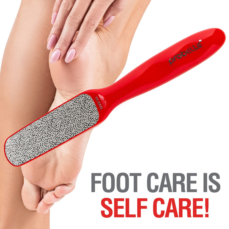 [Australia] - Probelle Double Sided Multidirectional Nickel Foot File Callus Remover - Immediately Reduces calluses and Corns to Powder for Instant Results, Safe Tool (Red) Red 