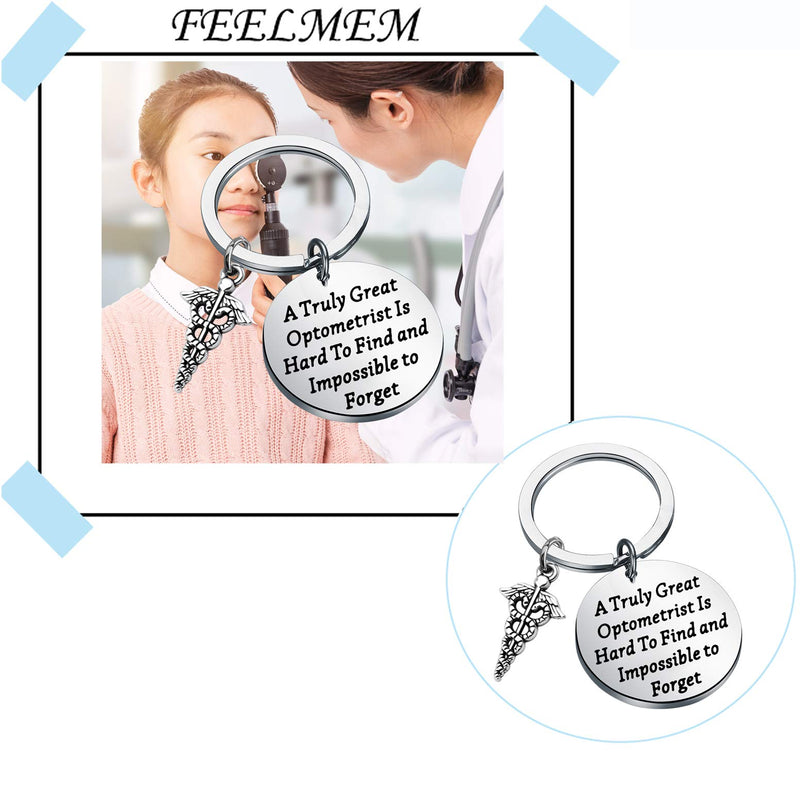 [Australia] - FEELMEM Optometrist Gift Optician Gift A Truly Great Optometrist is Hard to Find and Impossible to Forget Keychain Optometry Jewelry Gift for Optometrist Eye Doctor silver 