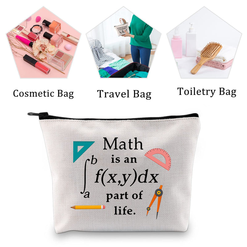 [Australia] - MYSOMY Math is an Integral Part of Life Bag Math Makeup Bag Funny Math Teacher Gifts Math Geek Gifts Math Lover Gifts (Makeup Bag) 