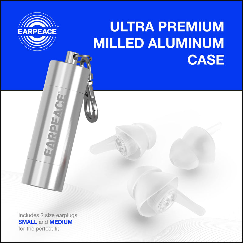 [Australia] - EARPEACE PRO High Fidelity Music Earplugs for Concerts and Events – Reusable Musician and Drummer Hearing Protection Earplugs – Patented Noise Reduction Up to 20dB, Silver Case Music - PRO 