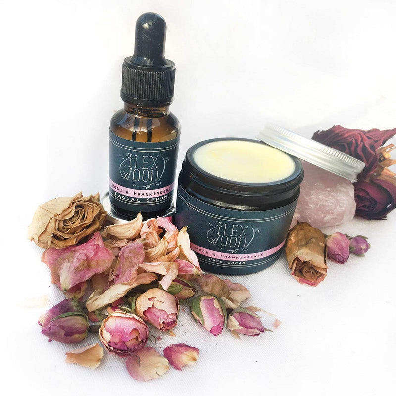 [Australia] - Rose and Frankincense Cream & Serum Gift Set - handcrafted in the UK, 100% Natural, Vegan, Moisturising, Anti Ageing, Cruelty Free, Palm Oil Free, Plastic Free 