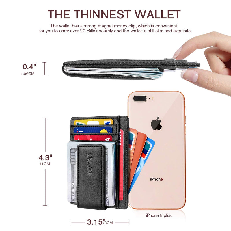 [Australia] - Zitahli Slim Minimalist Bifold Front Pocket Wallet with Strong Magnet Money Clip for men,Effective RFID Blocking Anti-magnetic 