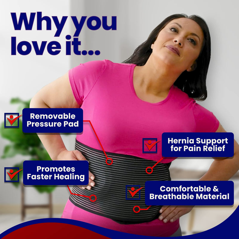 [Australia] - Hernia Belt for Men or Women - Abdominal Binder Lower Waist Support Belt for Umbilical Hernias & Navel Belly Button Hernias with Pad for Inguinal Hernia Stomach Hernia Brace Hernia Truss L/XL 31 - 51" L/XL (37" to 51") 
