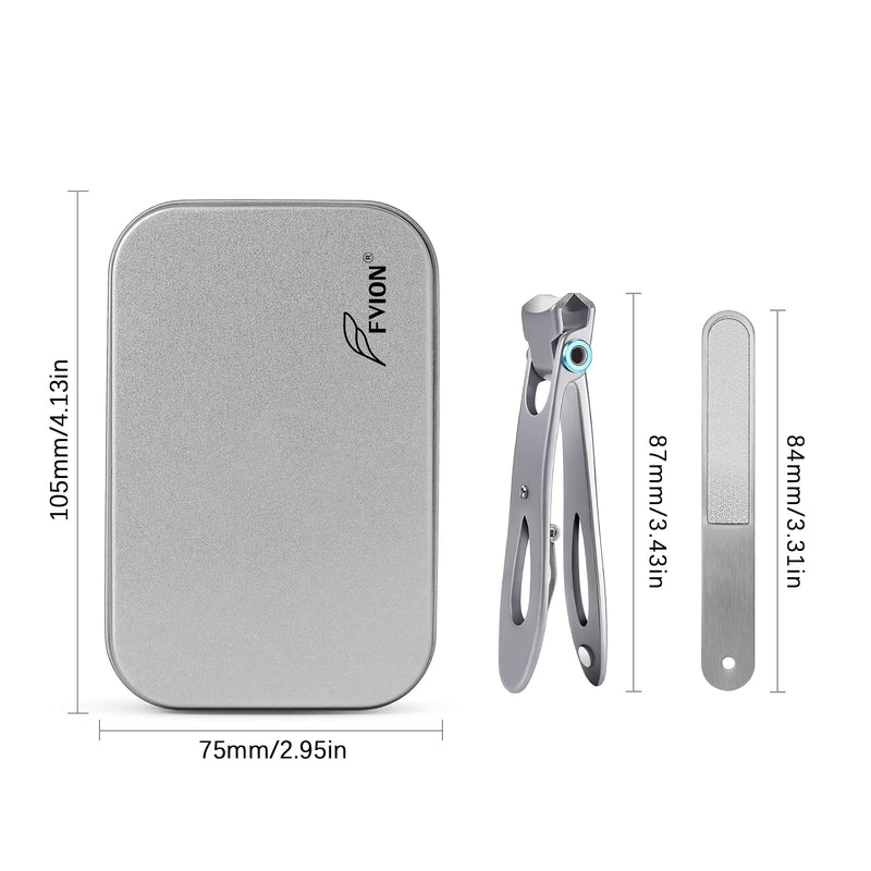 [Australia] - FVION Nail Clippers for Thick Nails, 16mm Wide Jaw Opening Fingernail Toenail Cutter with File Manicure Set Large Nail Clippers Set for Men and Women Silver 