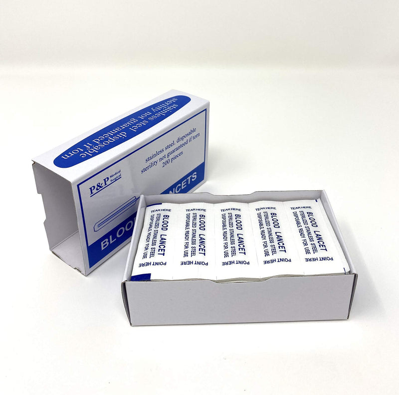 [Australia] - Disposable Stainless Steel Lancets Individually Foil Wrapped by P&P MEDICAL SURGICAL Box of 200 