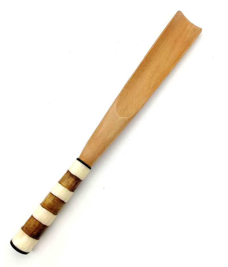 [Australia] - Shoehorn Made with wood and bone Handmade. Easy Grip Long handle Shoehorn for Men,Women White and Brown Strips 