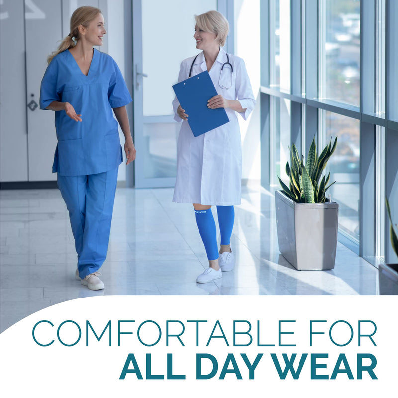 [Australia] - Calf Compression Sleeves For Men & Women - Leg Compression Sleeve - Footless Compression Socks for Shin Splint &Varicose Vein Blue Large 