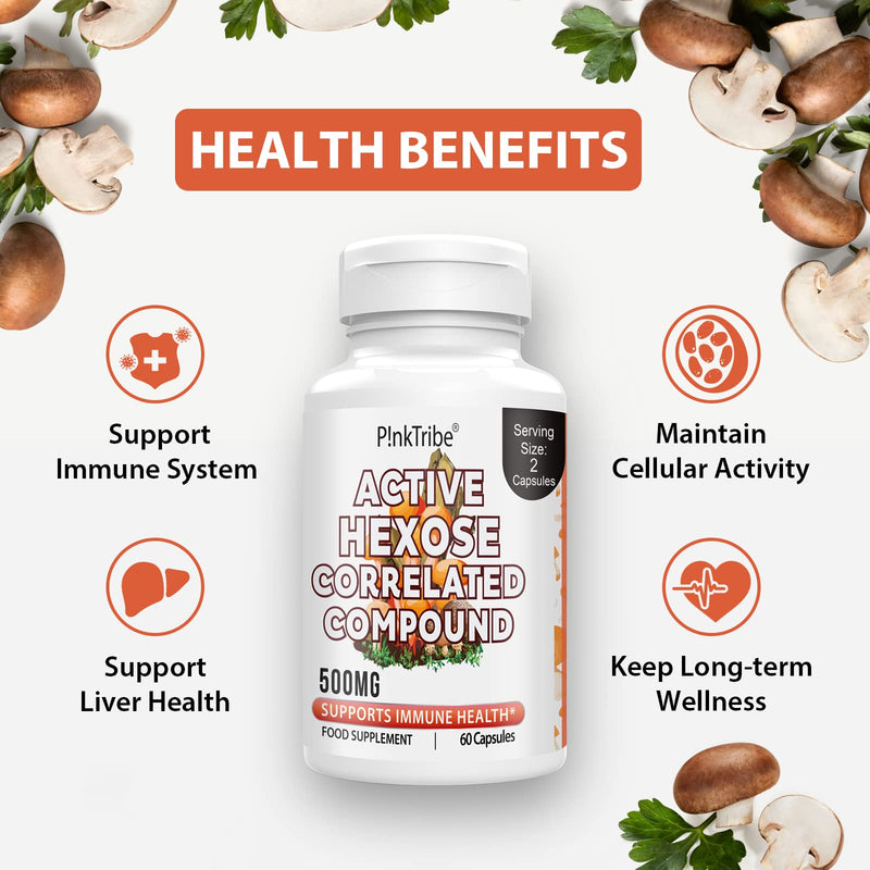[Australia] - Active Hexose Correlated Compound 500mg - Supports Immune Health, Liver Function & T-Cell/Natural Killer Cell Activity - 60 Veggie Capsules (Pack of 1) Pack of 1 