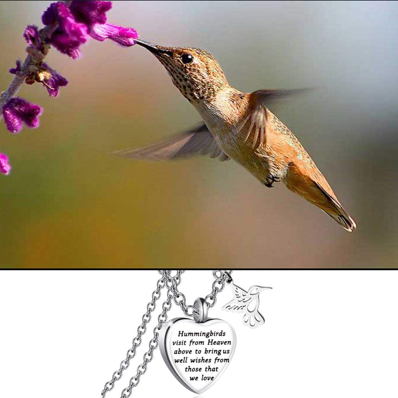[Australia] - HOLLP Hummingbirds Cinerary Casket Cremation Pendant Necklace Humming Bird Lover Gift for My Love Wishes Jewelry Hope Gift 