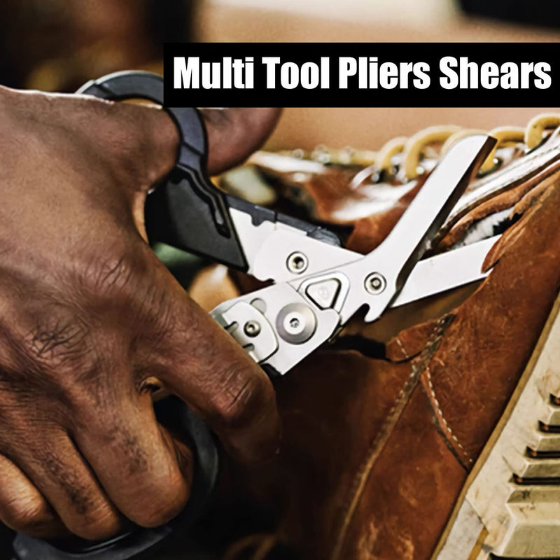 [Australia] - 6 in 1 Response Emergency Shears, Multi Tool Pliers Shears Folding Emergency Response Shears with Utility Holster for Outdoor Camping 