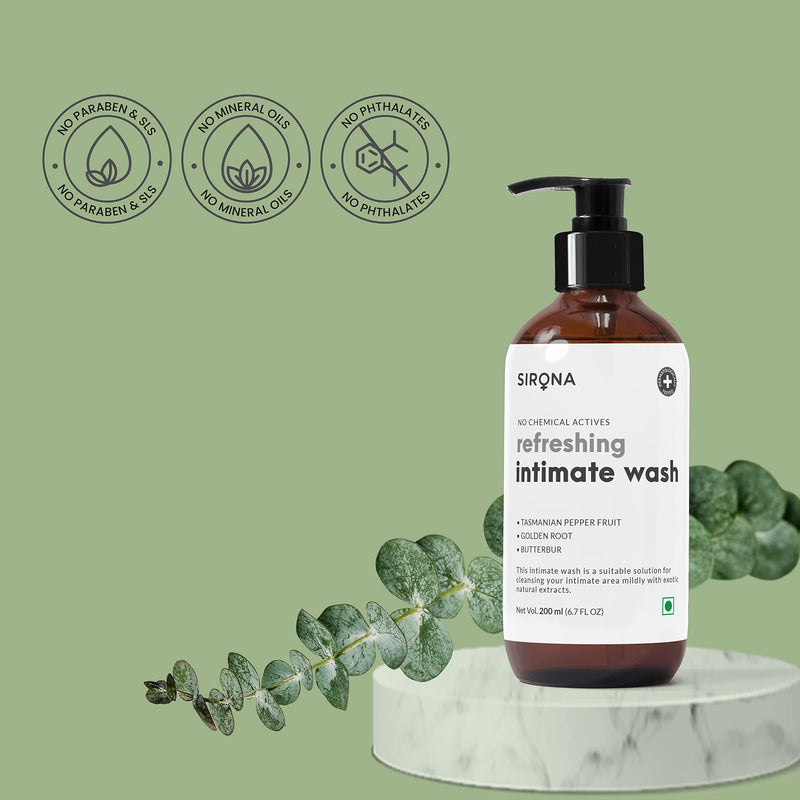 [Australia] - Sirona Natural Refreshing Feminine Wash - 6.7 Fl Oz (200 ml) | No Chemical, No Irritation, pH Balanced Intimate Wash, Helps to Reduce Odor and Itching 6.7 Fl Oz (Pack of 1) 