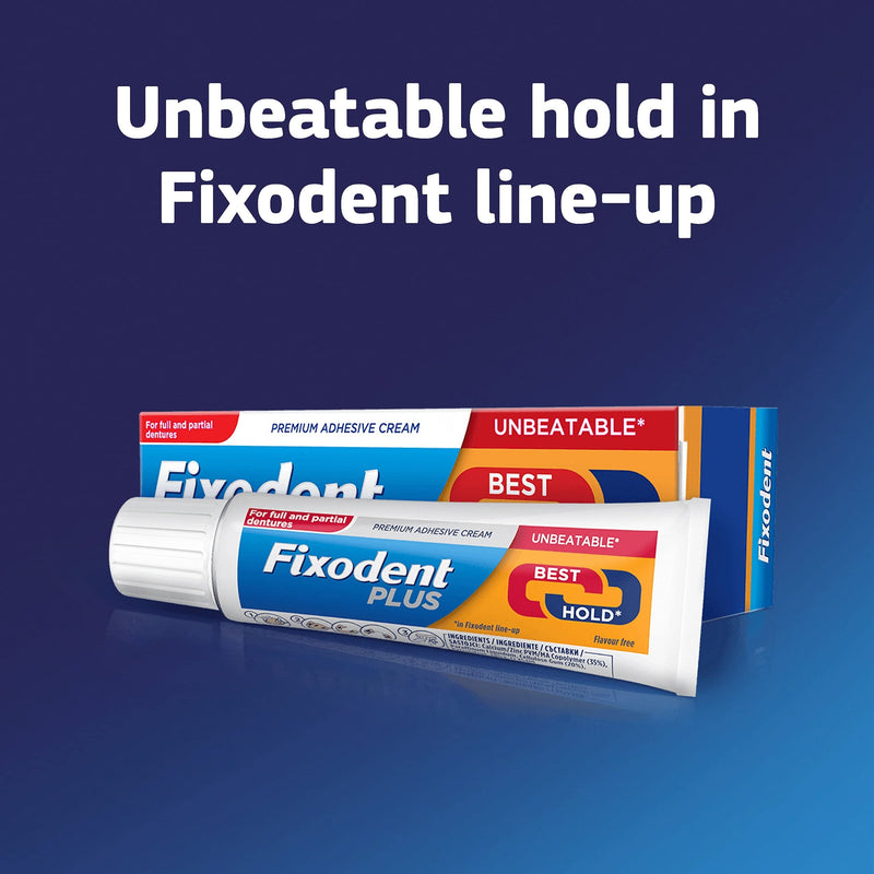 [Australia] - Fixodent Plus Denture Adhesive Cream, 40g, Dual Power Premium, Up To 88% Of The Hold At The End Of The Day, Mint 
