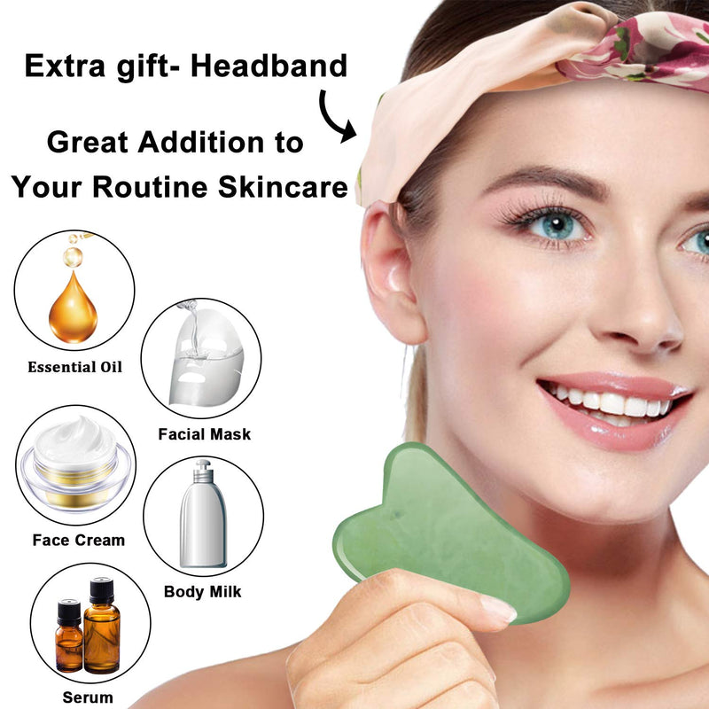 [Australia] - Lulupaxton Face Jade Roller Quartz Roller Gua Sha Scraping Massage Tool Pack 100 Natural Jade Facial Quartz Roller Anti Aging Wrinkles Beauty Tool, 03.Green & Rose, 1 Count, (Pack of 3) 