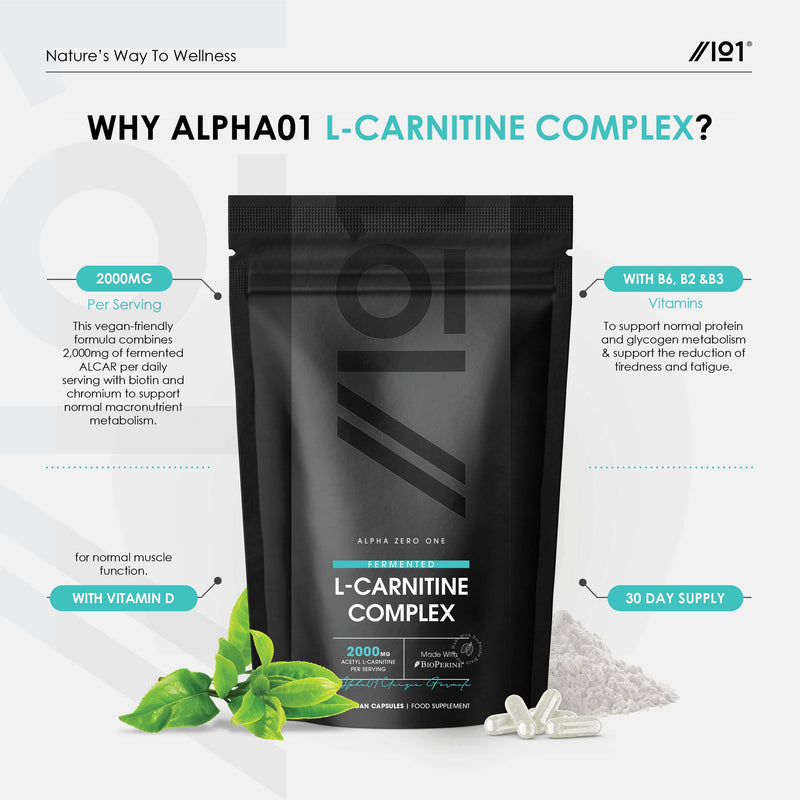 [Australia] - L-Carnitine 2000mg with BioPerine® - Energy & Metabolism Support - High Strength Acetyl L-Carnitine Complex - Non GMO, Gluten Free, Halal – 120 Vegan Capsules- 120 Vegan Capsules. 