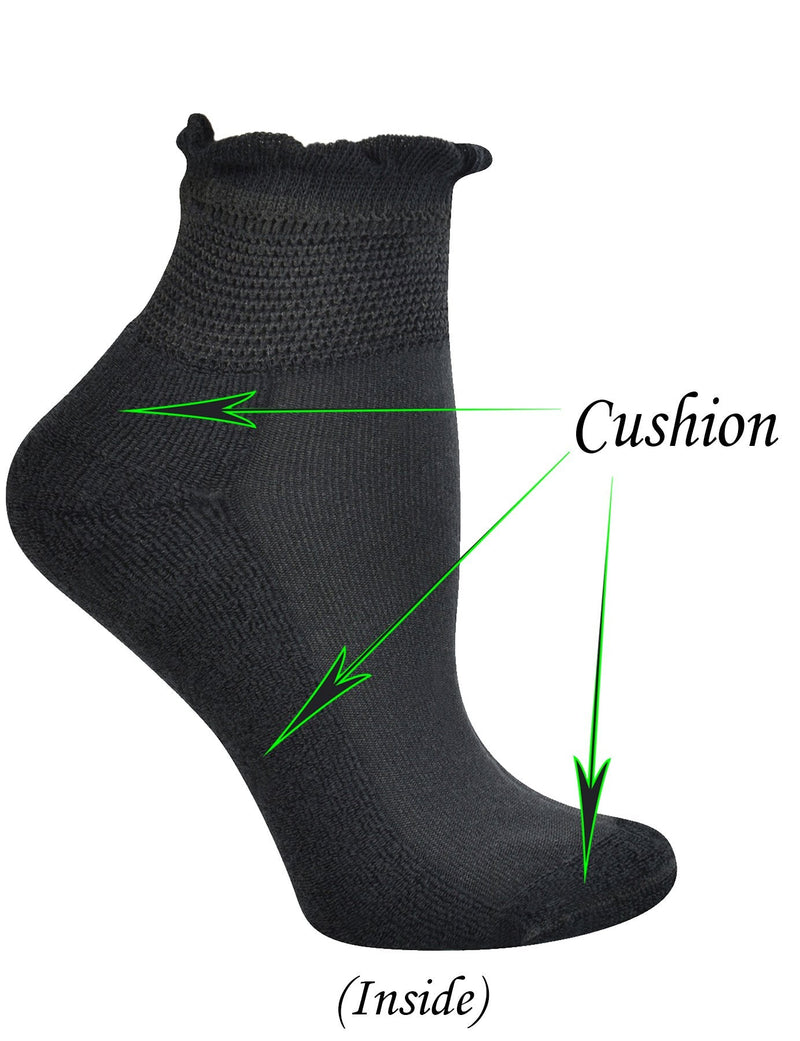 [Australia] - Yomandamor Women's 5 Pairs Non-binding Bamboo Diabetic Ankle Dress/Casual Socks with Seamless Toe 9-11 5 Pairs Black 