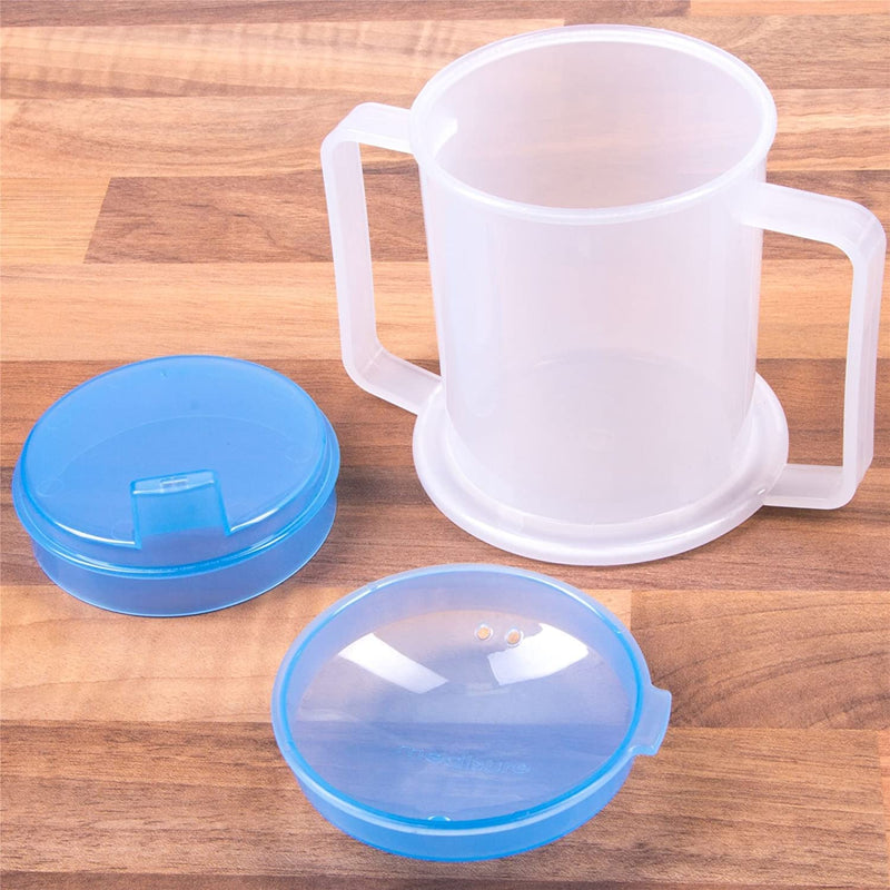 [Australia] - Wolvex Adult Drinking Cup Beaker with Handles & Anti Spill lids for Disabled Adults Dishwasher and Microwave Safe BPA, PVC and Latex Free 