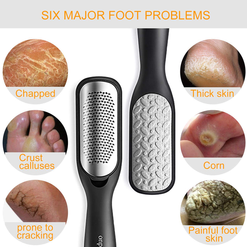[Australia] - Foot File Callus Remover,Colossal Foot Rasp and Professional Foot Scrubber Pedicure Kit to Remove Hard Skin for Wet and Dry Feet,Surgical Grade Stainless Steel File (black and silvery) black and silvery 