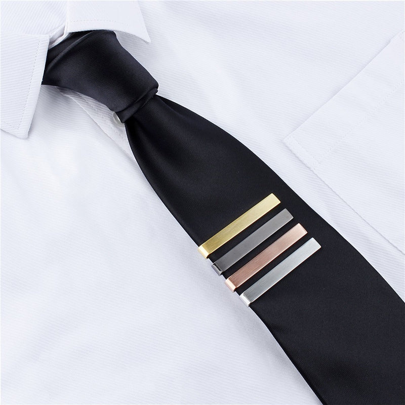 [Australia] - HAWSON Tie Clip-Skinny Tie Bar for Mens 4Pcs Initial Tie Clips Suitable for Wedding Anniversary Business and Daily Life Come with a Black Gift Box Matte-without Letter 