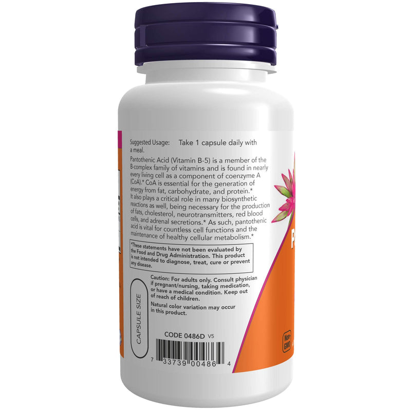 [Australia] - NOW Supplements, Pantothenic Acid (Vitamin B-5) 500 mg, B-Complex Vitamin, 100 Capsules 