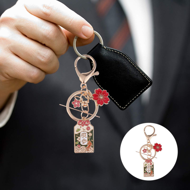 [Australia] - VALICLUD Feng Shui Key Chains Japanese Keychains with Cherry Blossoms Good Fortune Keychain Decorative Keyring Charm Pendant for Purse Handbag Car Key 