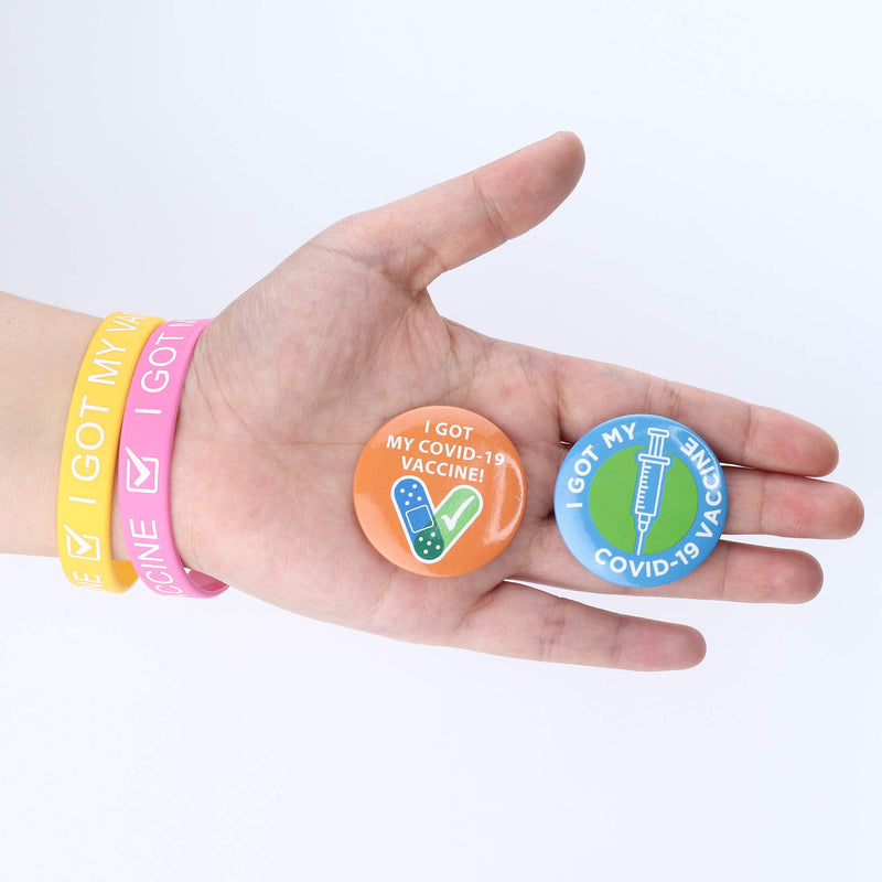 [Australia] - Fiasaso Covid Vaccinated Pin 12 Pcs I Got My Vaccine Silicone Wristbands Bracelets Pinback Buttons Pins Brooches for Women Men Notification for Public Health Pinback Button Vaccine Pins Luminous 