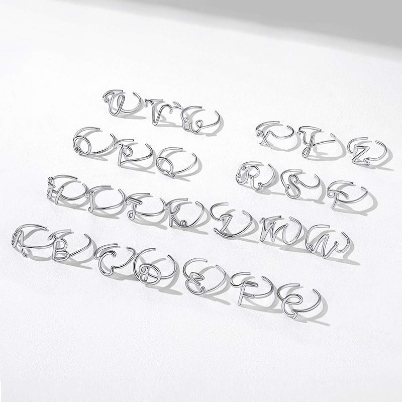 [Australia] - ChicSilver Personalized 925 Sterling Silver Initial Letter Ring A-Z Stackable Ring Handmade Jewelry Adjustable Size 6-10(with Gift Box) 