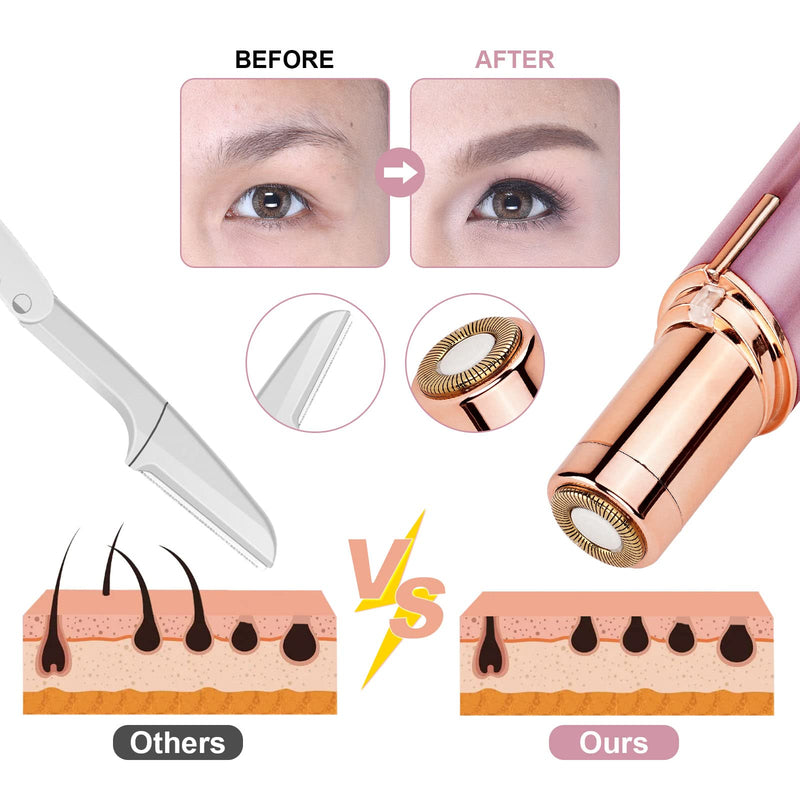 [Australia] - URAQT Facial Hair Remover for Women, Painless Face Hair Trimmer, Rechargeable Mini Epilator Lady Shaver Portable Electric Razor for Lips Face Body Peach Fuzz 