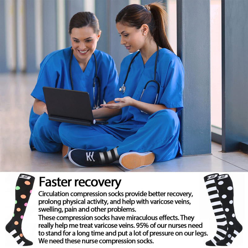 [Australia] - 3 PCS Plus size compression socks knee high wide calf 20-30 mmhg 2xl 3xl 4xl 5xl circulation breathable for nurse varices Black and White 3X-Large 