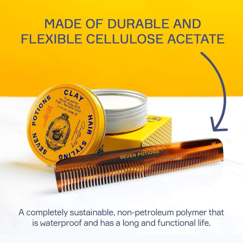 [Australia] - Seven Potions Hair Comb ‚Äî Fine and Coarse-Tooth Comb for Men's Hair, Beard & Moustache ‚Äî Handmade (18 cm / 7.1 inch) Hair Comb H1 