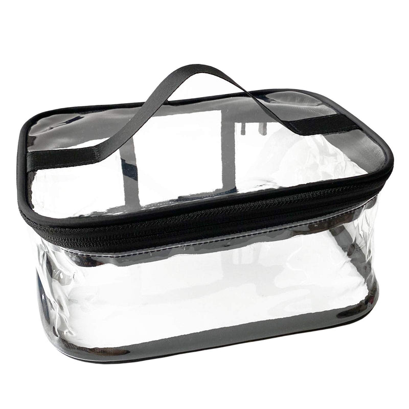 [Australia] - FIYUK Toiletry Bag Makeup Cosmetic Clear Bag Portable Waterproof Transparent Travel Large Storage Black 
