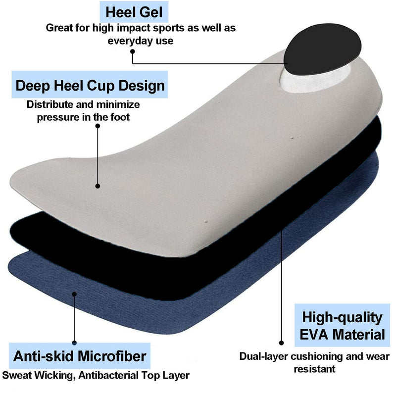 [Australia] - Orthotic Inserts 3/4 Length, Plantar Fasciitis Inserts for Flat Feet, Plantar Fasciitis, Bone Spur, Arch Support Insoles for Men and Women for Walking, Running, Sport M- W9-10.5 | M7.5-9 