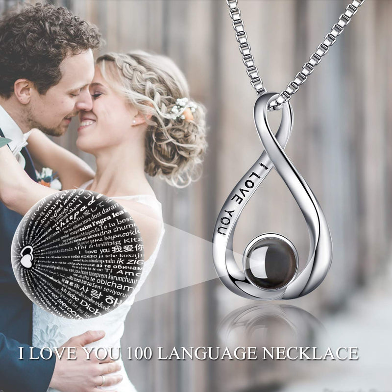 [Australia] - YFN 925 Sterling Silver I Love You Necklace 100 Languages Love Necklaces Jewelry Infinity Love 