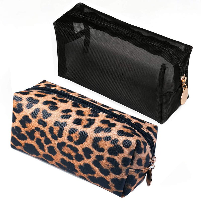 [Australia] - Jarrel 3Pcs Makeup Bag Set Travel Portable Cosmetic Bag - Clear & Leopard Print Pouch Waterproof Organizer Multifunction Case (3in1 Leopard Print) 3in1 Leopard Print 