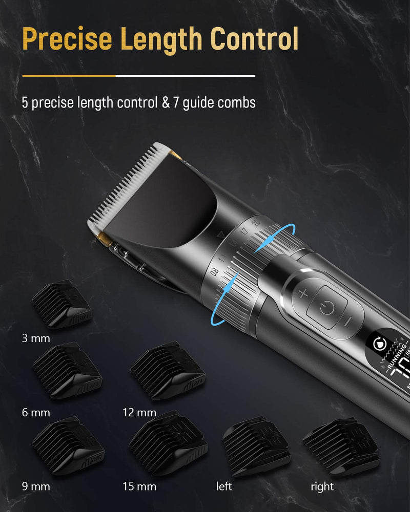 [Australia] - SUPRENT Hair Clippers for Men Cordless Hair Clippers, IPX6 Waterproof Design, Professional Titanium & Ceramic Hair Clippers for Barbers with 5 Adjustable Speed Settings & LCD Display 