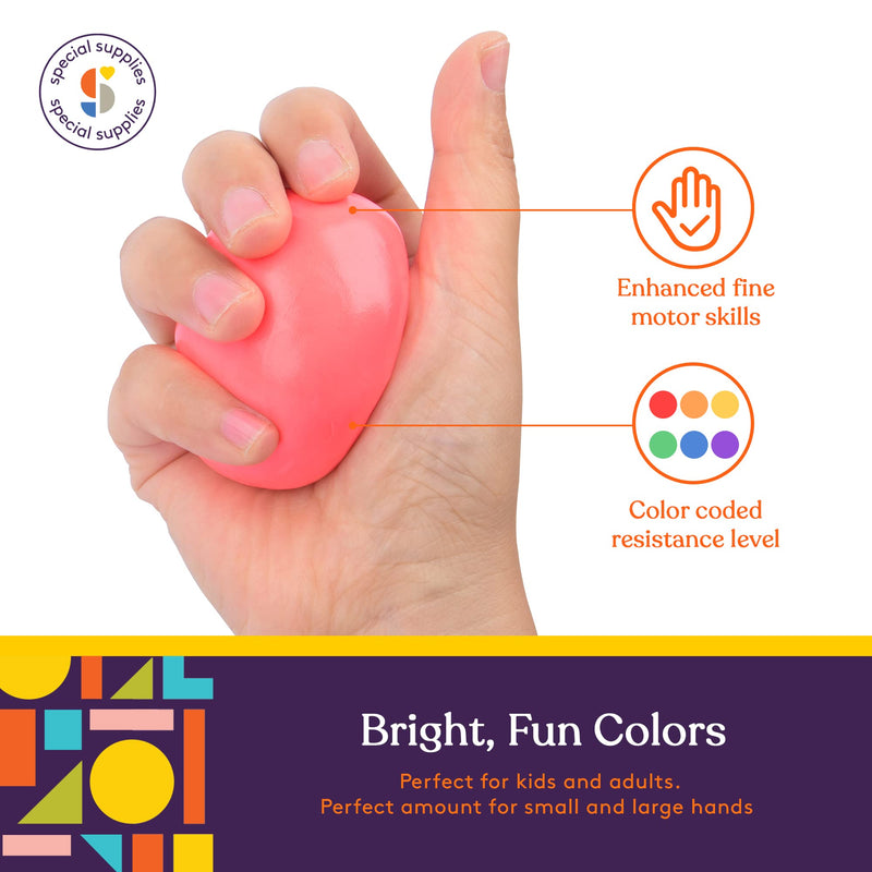 [Australia] - Special Supplies Therapy Putty for Kids and Adults - Resistive Hand Exercise Stress Relief Therapy Putty Kit, Set of 6 Strengths, 3 Ounces of Each Putty 
