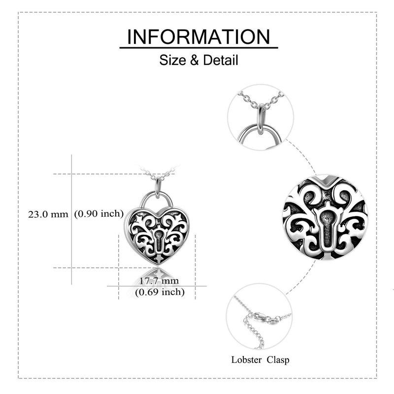 [Australia] - ONEFINITY Urn Necklaces for Ashes Sterling Silver Lock/Heart/Cat/Dog/Infinity Celtic Knot Cat/Dog/Lock/Heart Cremation Jewelry for Ashes Cremation Keepsake Gifts for Women Her Heart Lock 