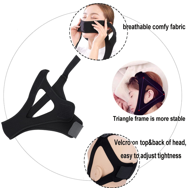 [Australia] - IBLUELOVER Anti Snoring Chin Strap,Stop Snore Chin Strap Snore Stopper,Professional Breathable Anti Snore Devices Adjustable Snoring Solution Belt Stop Snoring Aid for Men Women CPAP Users Black 