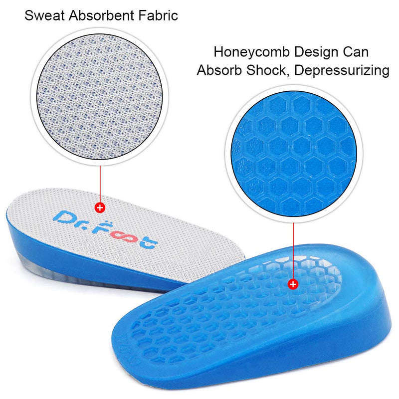 [Australia] - Dr. Foot's Height Increase Insoles, Heel Cushion Inserts, Heel Lift Inserts for Leg Length Discrepancies Blue 1" Height 