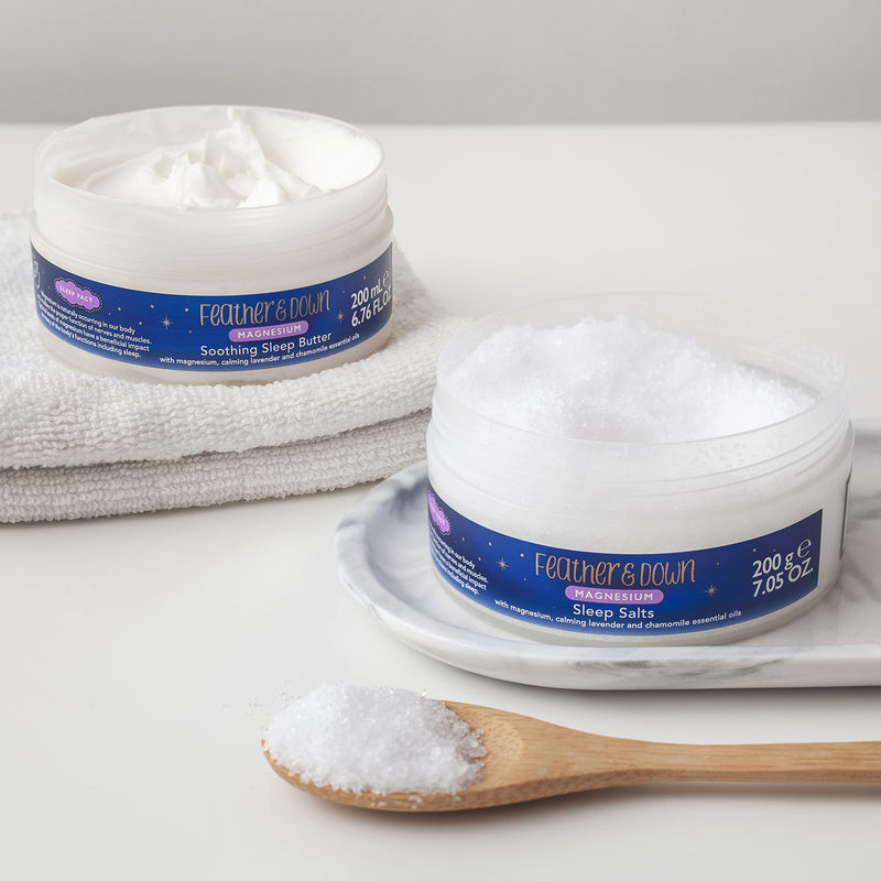 [Australia] - Feather & Down Magnesium Soothing Sleep Butter (300ml) - With magnesium, calming lavender & chamomile essential oils to aid sleep. Vegan Friendly & Cruelty Free. 