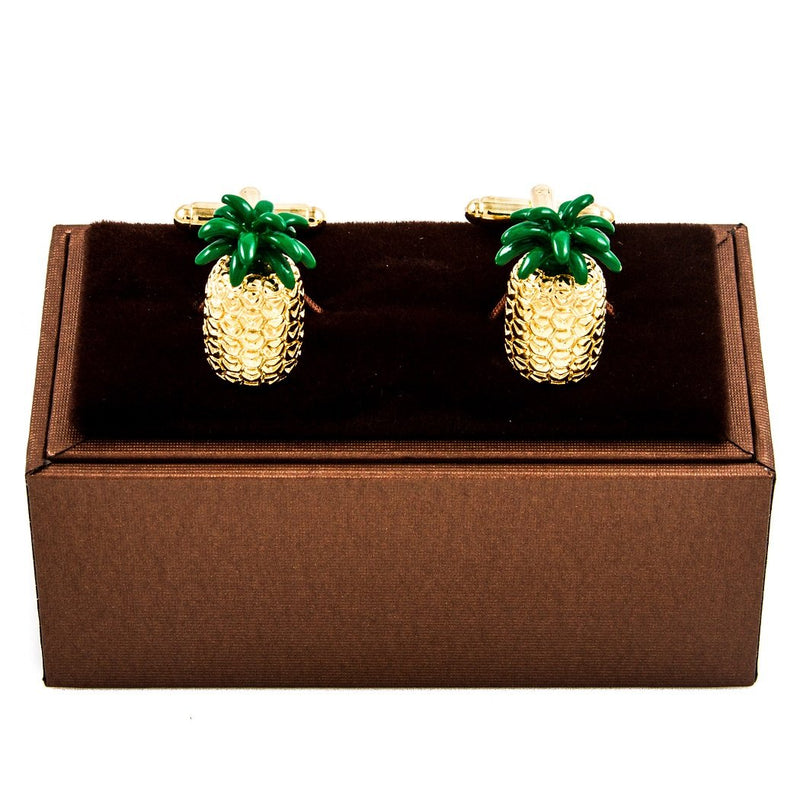 [Australia] - MRCUFF Pineapple Hawaii Fruit Cook Chef Pair Cufflinks in a Presentation Gift Box & Polishing Cloth 