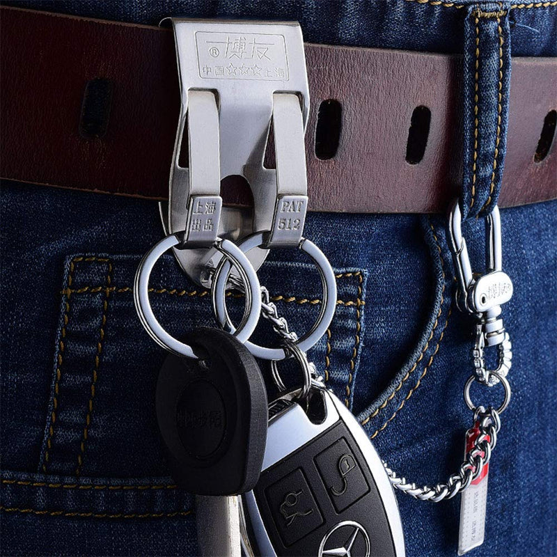[Australia] - Belt Keychain Loop Key Holder Belt Key Chain Clips with 2 Detachable Keyring By5120,1pack 