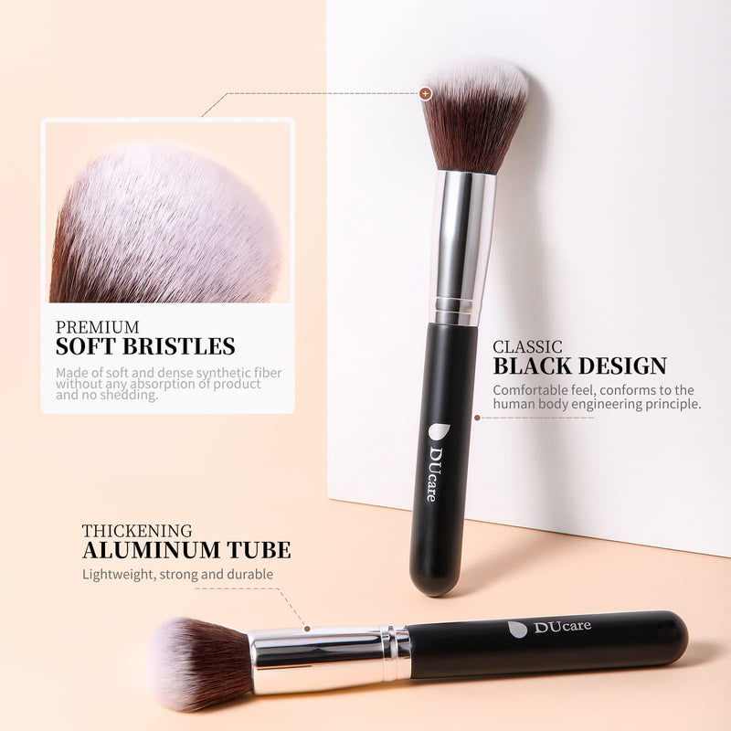 [Australia] - DUcare Travel Makeup Brushes 15pcs Professional Cosmetic Brushes Foundation Powder Contour Blush Eye Brush Gift Sets With Luxury Cosmetic Bag for Journey Carry black 