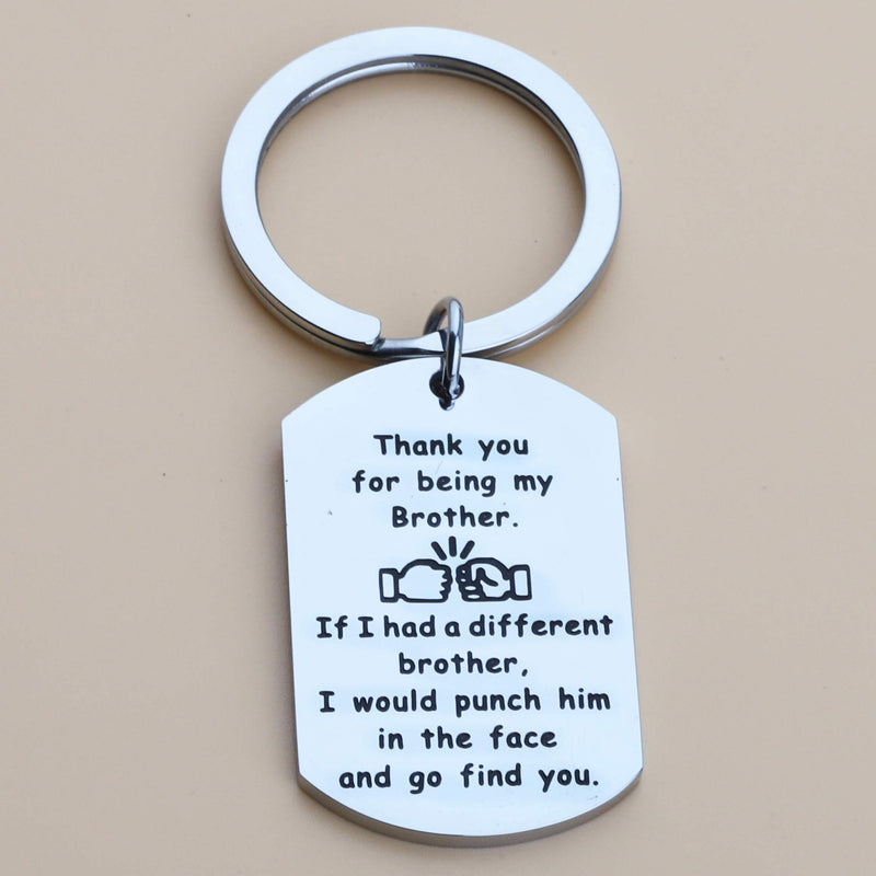 [Australia] - BEKECH Brother Keychain Brother Gifts from Sister Brother Thank You for Being My Brother Key Chain Brother BFF Jewelry Friendship Gifts for Best Friend Brother to Brother Gifts silver 