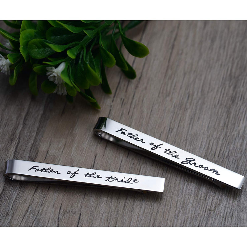 [Australia] - Melix Home Father of The Groom Father of The Bride Gifts Tie Clip Wedding Tie Clip Set Stainless Steel Tie Bar Wedding Party Day Present for Man Set of 2 White 