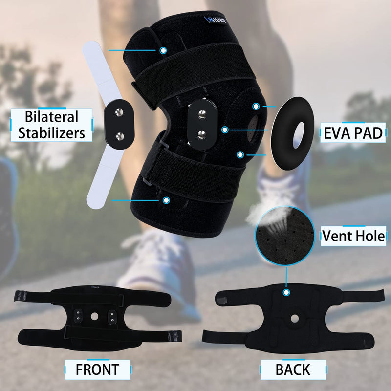 [Australia] - Plus Size Knee Brace for Women Men Hinged Knee Brace with Side Stabilizers Open Patella Adjustable Knee Brace for Arthritis Pain and Support,Meniscus Tear,ACL,MCL,Injury Recovery,Pain Relief,Rodilleras para Dolor de Rodillas(3XL/4XL) 3XL/4XL Black 