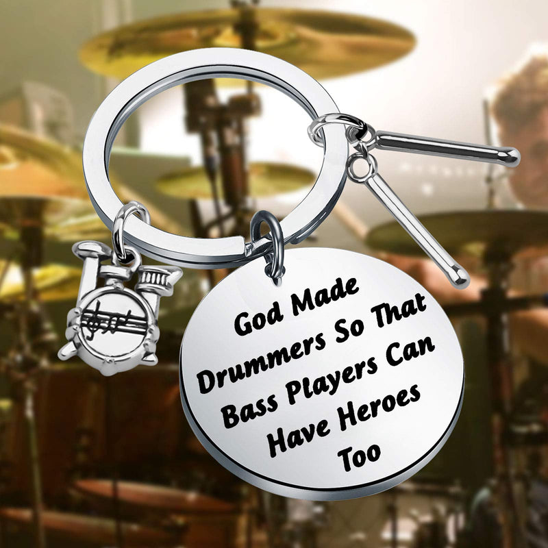 [Australia] - CENWA Drummer Gift Drummer Keychain God Made Drummers So That Bass Players Can Have Heroes Too Keychain God Made Drummers K 